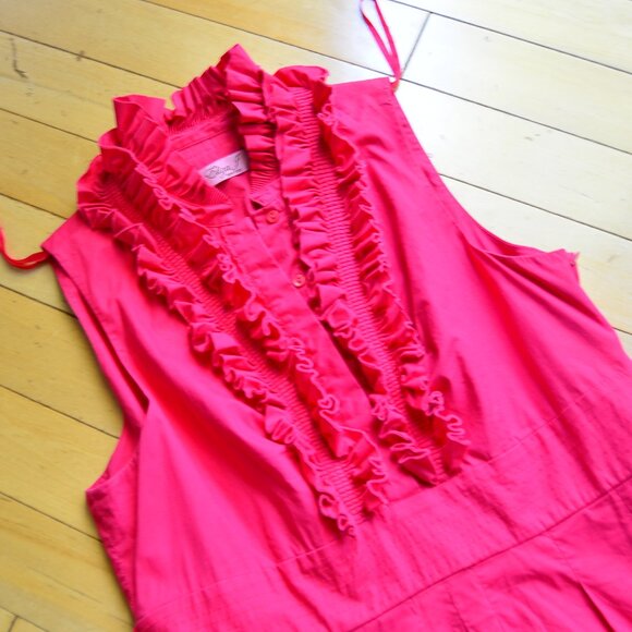 ELIZA J New York Size 14 Ruffle Chest Shift Dress Party Evening Wear Tie Waist - Picture 3 of 13